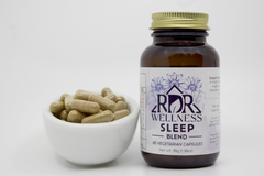 RDR Wellness Sleep Herbal Capsule 80 count- Front of Bottle  Edit with capsules 